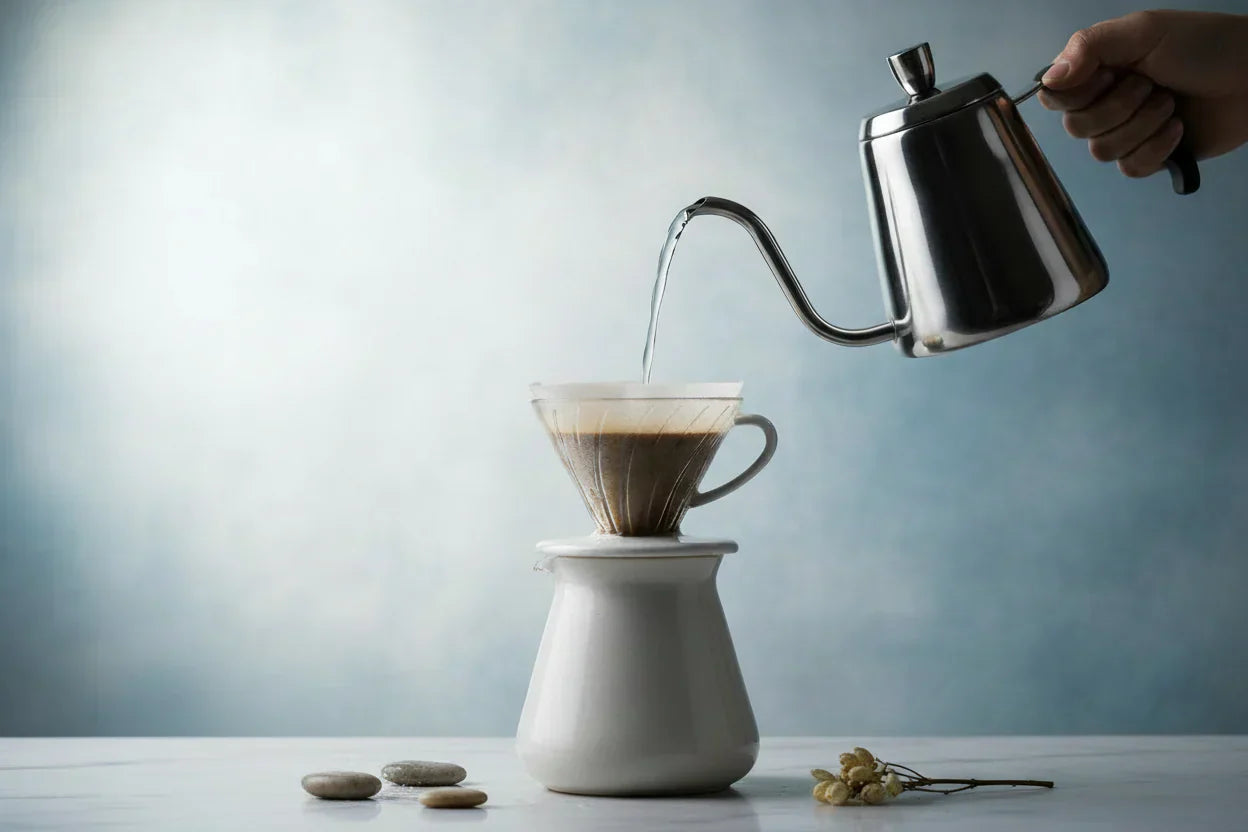 Pour-over coffee brewing with filtered water — understanding TDS and pH for better coffee